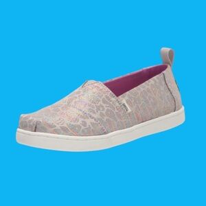 NWT NEW TOMS Brand Alpargata leopard Glitter slip on shoes girl’s size 3